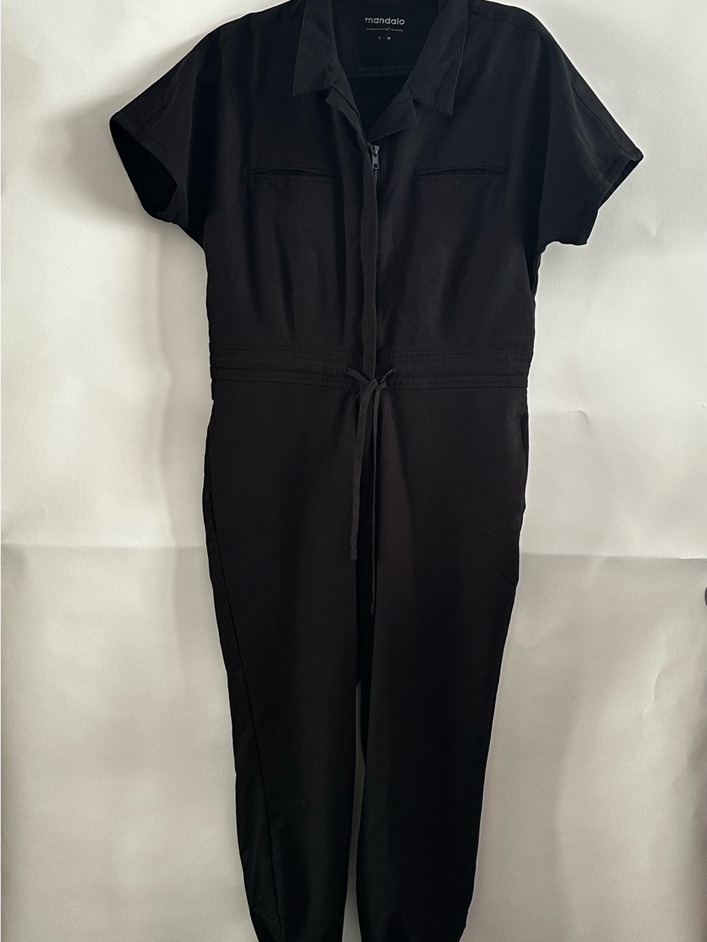 Mandala Scrub Black Zip-Front Utility Jumpsuit Jogger Nurse - Picture 2 of 9